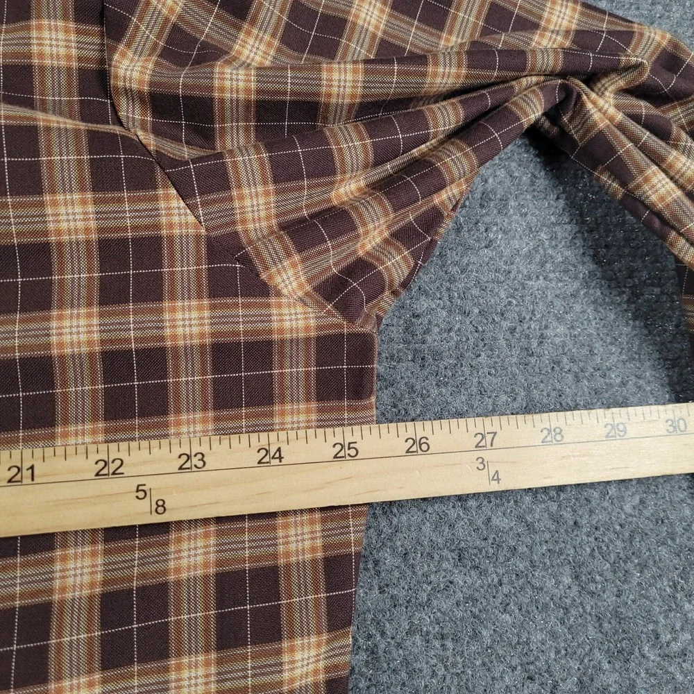 Ely Cattleman Western Shirt Men XLT Brown Plaid Pearl Snap Wrinkle Resistant